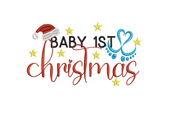 Baby 1st Christmas Embroidery Design