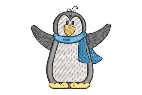 Penguin with Scarf Embroidery Design